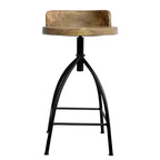 Tabouret pivotant industriel réglable Urban Port 25-31" avec dossier et options de hauteur marron/noir
