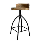 Tabouret pivotant industriel réglable Urban Port 25-31" avec dossier et options de hauteur marron/noir