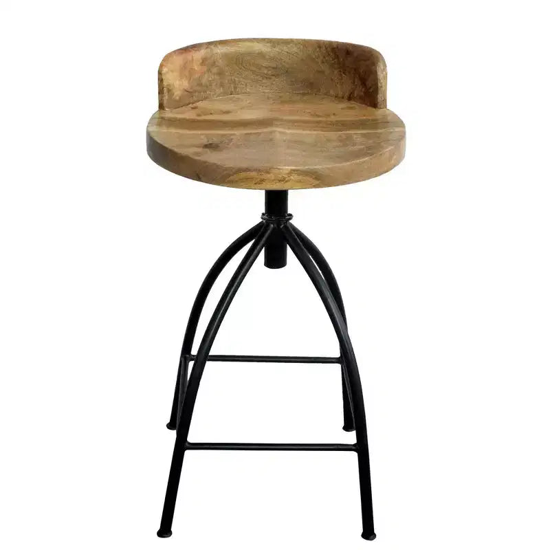 Tabouret pivotant industriel réglable Urban Port 25-31" avec dossier et options de hauteur marron/noir