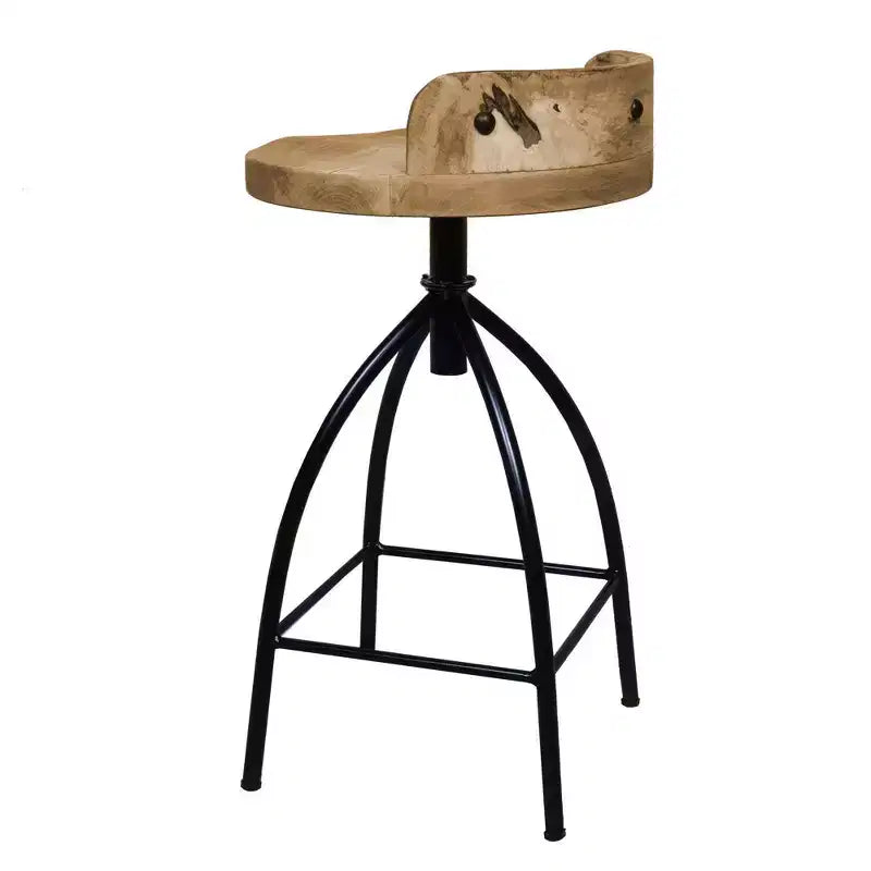 Tabouret pivotant industriel réglable Urban Port 25-31" avec dossier et options de hauteur marron/noir