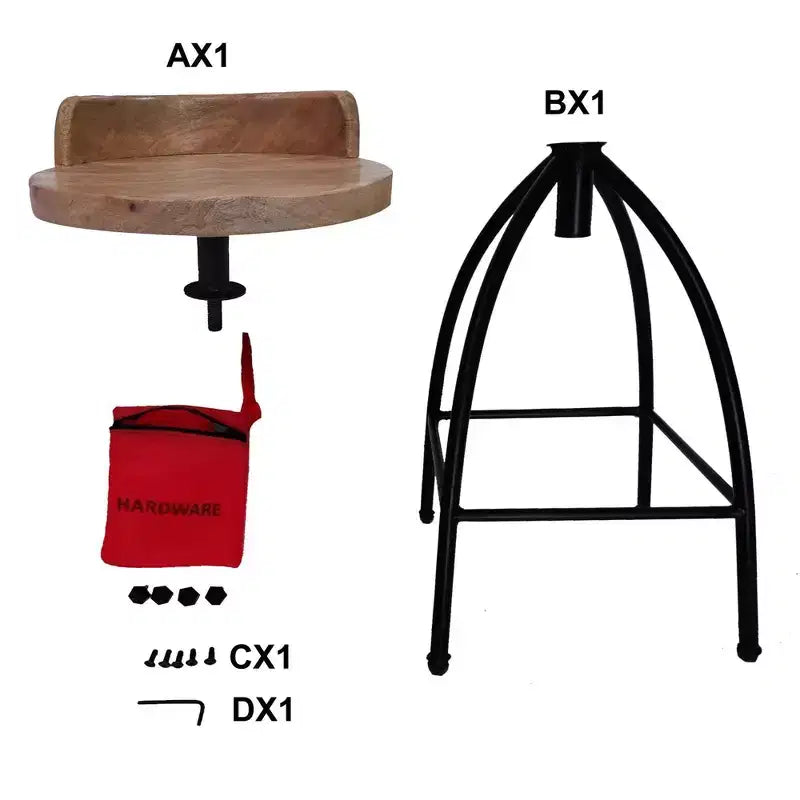 Tabouret pivotant industriel réglable Urban Port 25-31" avec dossier et options de hauteur marron/noir