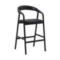 Armen Living Apache Wood and Faux Leather Barstool Black Oak