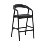 Armen Living Apache Wood and Faux Leather Barstool Black Oak