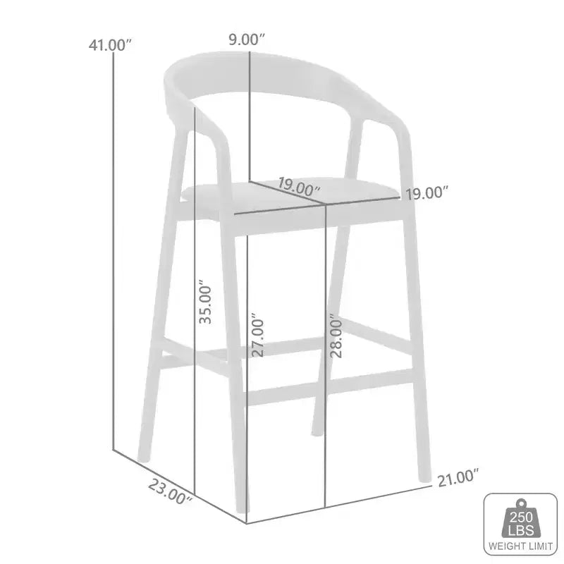 Armen Living Tabouret de bar Apache en bois et similicuir chêne noir