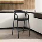 Armen Living Tabouret de bar Apache en bois et similicuir chêne noir