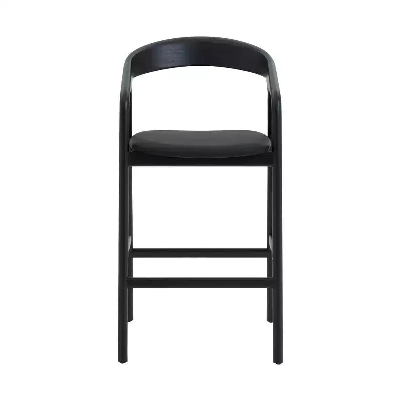 Armen Living Tabouret de bar Apache en bois et similicuir chêne noir
