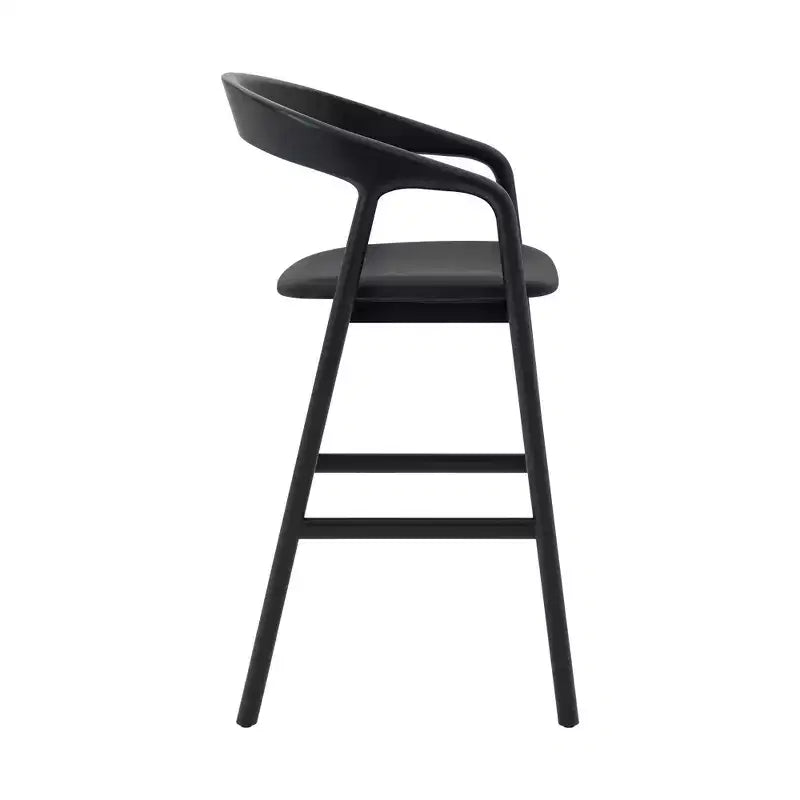 Armen Living Tabouret de bar Apache en bois et similicuir chêne noir