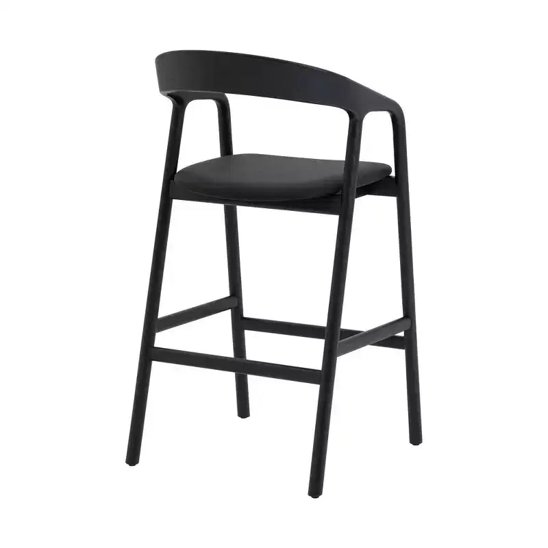 Armen Living Tabouret de bar Apache en bois et similicuir chêne noir