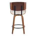 Lot de 2 tabourets de bar hauteur comptoir Lombardi Noyer/Noir/PU Crème - LumiSource : Chaises de cuisine pivotantes mi-siècle avec repose-pieds