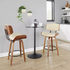 Lot de 2 tabourets de bar hauteur comptoir Lombardi Noyer/Noir/PU Crème - LumiSource : Chaises de cuisine pivotantes mi-siècle avec repose-pieds