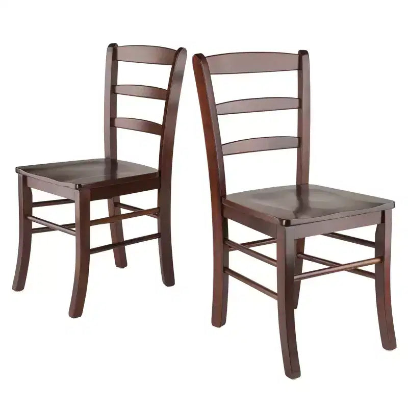 Lot de 2 chaises échelle en noyer antique - Winsome : Bois dur, non tapissé, sièges de cuisine