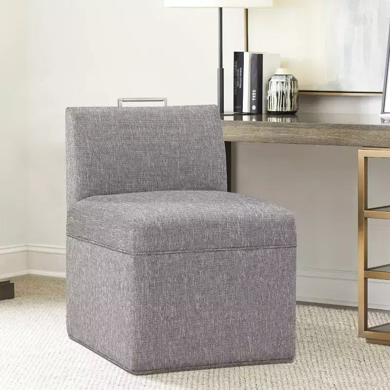 Comfort Pointe Delray Caster Chair Ashen Gray: Upholstered, Metal Legs, Foam Filled, No Assembly Required