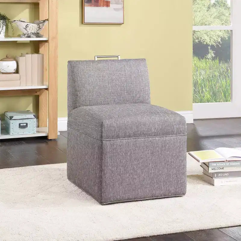 Chaise à roulettes Comfort Pointe Delray gris cendré : Rembourrée, pieds en métal, rembourrage en mousse, aucun assemblage requis