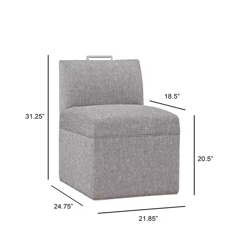 Chaise à roulettes Comfort Pointe Delray gris cendré : Rembourrée, pieds en métal, rembourrage en mousse, aucun assemblage requis