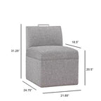 Chaise à roulettes Comfort Pointe Delray gris cendré : Rembourrée, pieds en métal, rembourrage en mousse, aucun assemblage requis