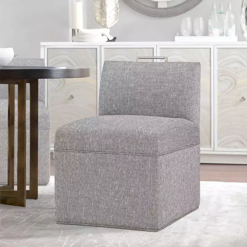 Chaise à roulettes Comfort Pointe Delray gris cendré : Rembourrée, pieds en métal, rembourrage en mousse, aucun assemblage requis