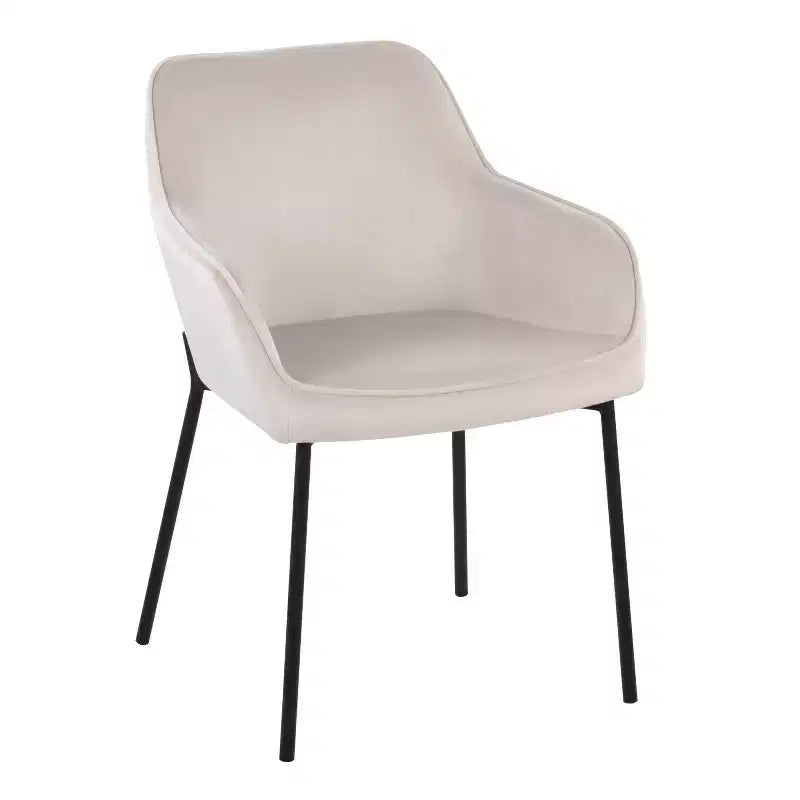 Lot de 2 chaises de salle à manger Daniella en velours/acier noir/crème - LumiSource : Assise baquet rembourrée, piètement en métal