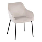 Lot de 2 chaises de salle à manger Daniella en velours/acier noir/crème - LumiSource : Assise baquet rembourrée, piètement en métal