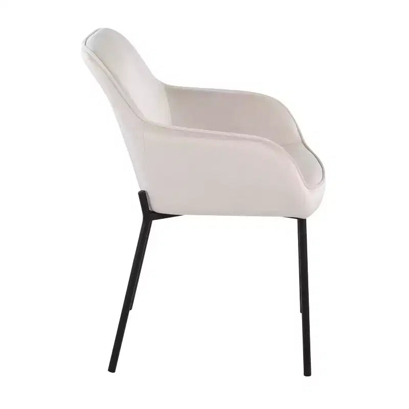 Lot de 2 chaises de salle à manger Daniella en velours/acier noir/crème - LumiSource : Assise baquet rembourrée, piètement en métal