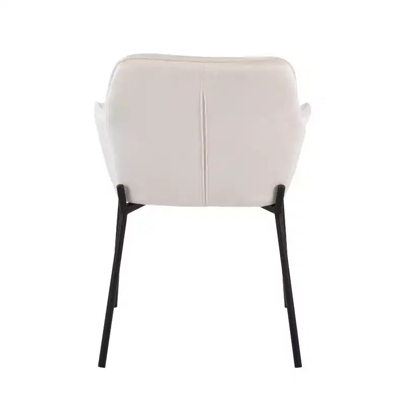 Lot de 2 chaises de salle à manger Daniella en velours/acier noir/crème - LumiSource : Assise baquet rembourrée, piètement en métal