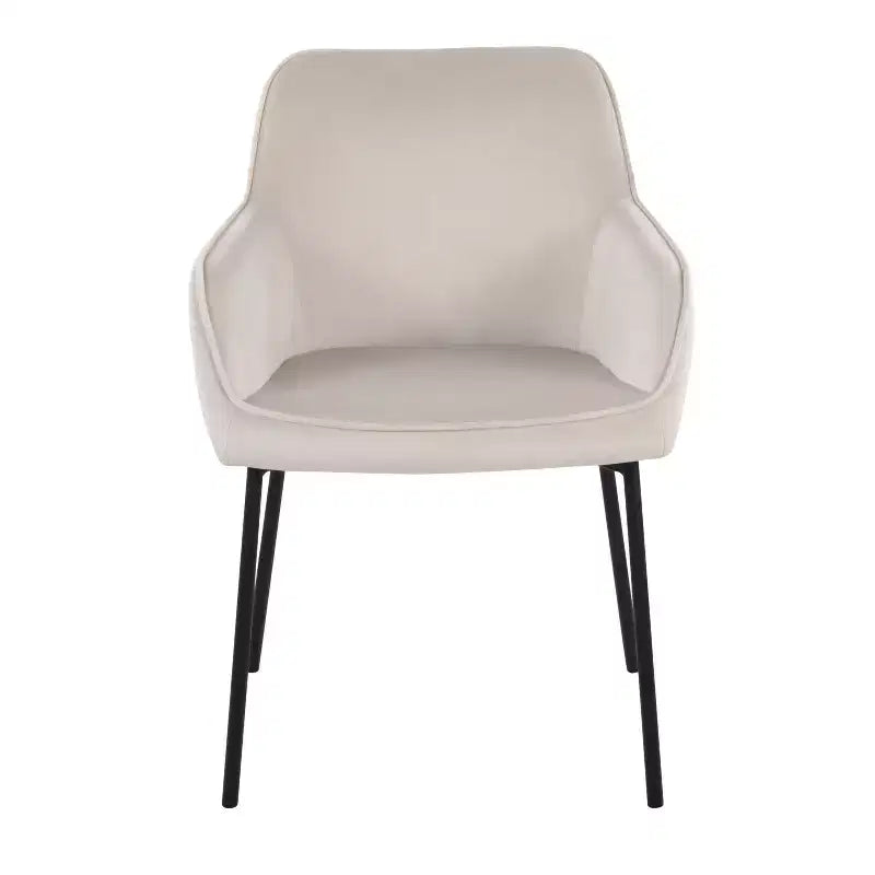 Lot de 2 chaises de salle à manger Daniella en velours/acier noir/crème - LumiSource : Assise baquet rembourrée, piètement en métal