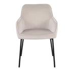 Lot de 2 chaises de salle à manger Daniella en velours/acier noir/crème - LumiSource : Assise baquet rembourrée, piètement en métal