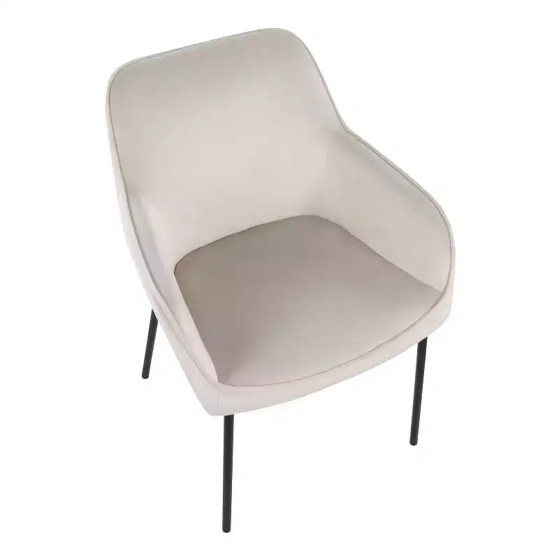 Lot de 2 chaises de salle à manger Daniella en velours/acier noir/crème - LumiSource : Assise baquet rembourrée, piètement en métal