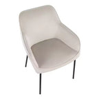 Lot de 2 chaises de salle à manger Daniella en velours/acier noir/crème - LumiSource : Assise baquet rembourrée, piètement en métal