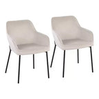Lot de 2 chaises de salle à manger Daniella en velours/acier noir/crème - LumiSource : Assise baquet rembourrée, piètement en métal