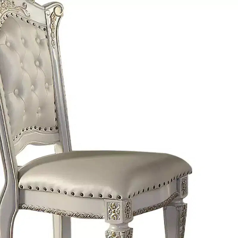 Chaise de salle à manger Vendome 20" finition perle antique - Acme Furniture : Revêtement en cuir élégant, garniture cloutée, cadre en bois