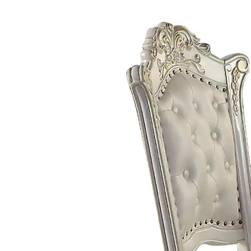 Chaise de salle à manger Vendome 20" finition perle antique - Acme Furniture : Revêtement en cuir élégant, garniture cloutée, cadre en bois