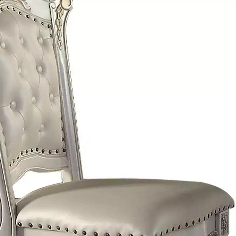 Chaise de salle à manger Vendome 20" finition perle antique - Acme Furniture : Revêtement en cuir élégant, garniture cloutée, cadre en bois