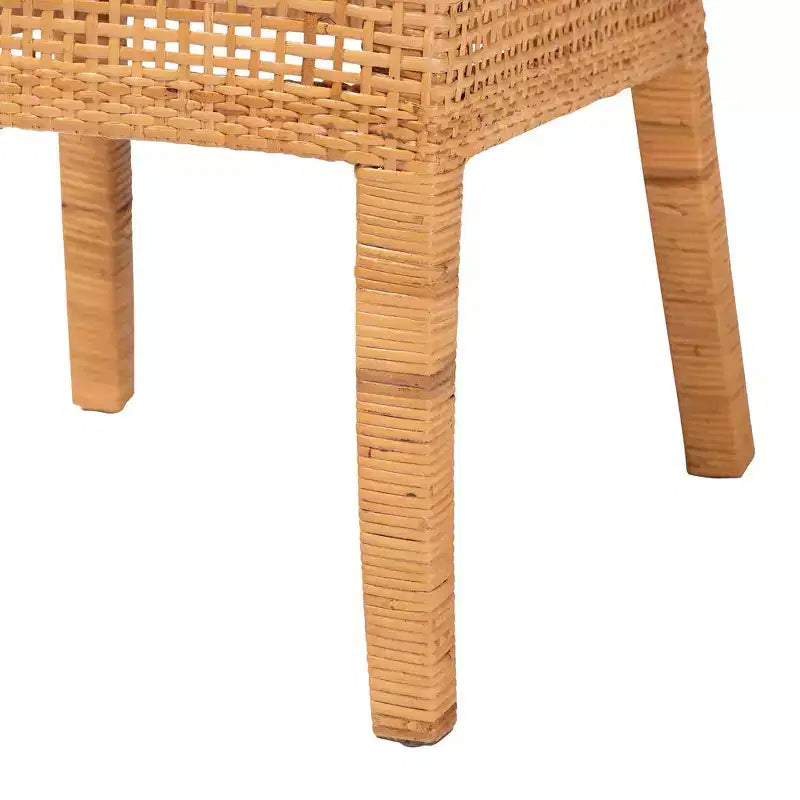 Chaise de salle à manger en rotin bali & pari Morris Miel clair/Blanc