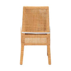 Chaise de salle à manger en rotin bali & pari Morris Miel clair/Blanc
