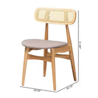 Baxton Studio Chaises de salle à manger Tarana en tissu et bois, 2 pièces : Design Mid-Century, détails en rotin