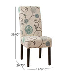 Christopher Knight Home Ensemble de 4 chaises de salle à manger contemporaines Pertica en tissu, beige clair à fleurs bleues : Rembourrées, pieds en bois d'hévéa, polyester
