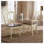 Set of 2 Napoleon French Country Cottage Buttermilk & Cherry Brown Finishing Wood Dining Chairs - Baxton Studio