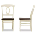 Lot de 2 chaises de salle à manger en bois finition cerisier et crème style maison de campagne napoléonien - Baxton Studio
