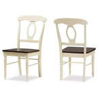 Lot de 2 chaises de salle à manger en bois finition cerisier et crème style maison de campagne napoléonien - Baxton Studio