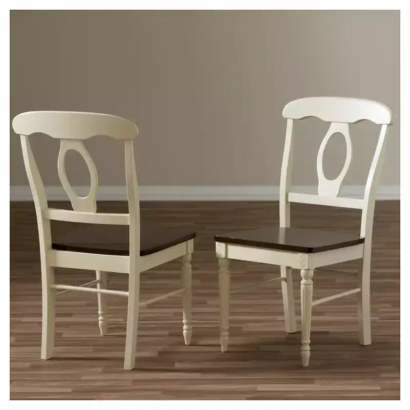 Lot de 2 chaises de salle à manger en bois finition cerisier et crème style maison de campagne napoléonien - Baxton Studio