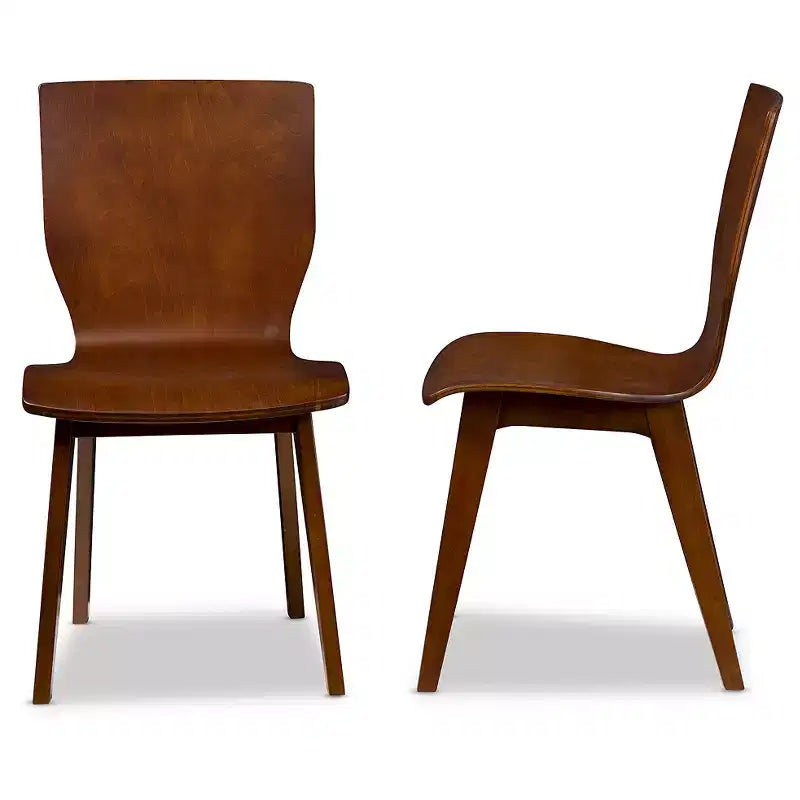 Baxton Studio Lot de 2 Chaises de Salle à Manger Elsa de Style Scandinave Mid-Century Moderne en Bois Courbé Noyer Foncé : Polyester, Cadre en Composite de Bois