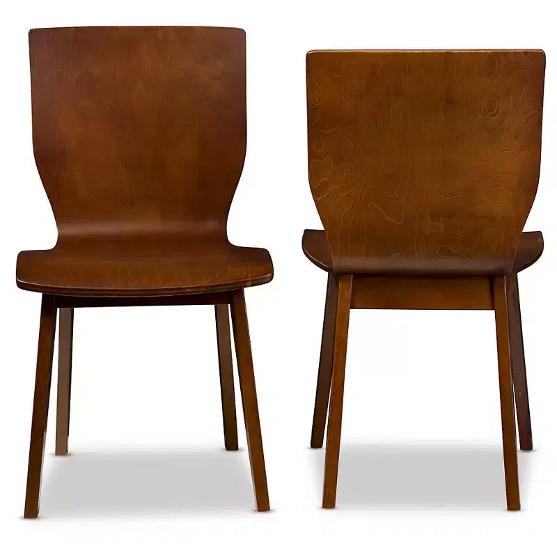 Baxton Studio Lot de 2 Chaises de Salle à Manger Elsa de Style Scandinave Mid-Century Moderne en Bois Courbé Noyer Foncé : Polyester, Cadre en Composite de Bois