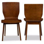 Baxton Studio Lot de 2 Chaises de Salle à Manger Elsa de Style Scandinave Mid-Century Moderne en Bois Courbé Noyer Foncé : Polyester, Cadre en Composite de Bois
