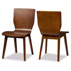 Baxton Studio Lot de 2 Chaises de Salle à Manger Elsa de Style Scandinave Mid-Century Moderne en Bois Courbé Noyer Foncé : Polyester, Cadre en Composite de Bois