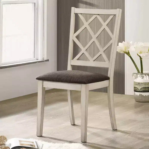 24/7 Shop At Home Moonglint Farmhouse Chairs: Padded, Antique White/Dark Walnut - Set of 2