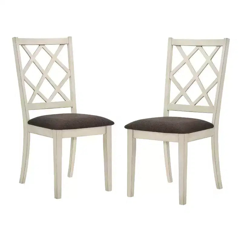 24/7 Shop At Home Chaises Moonglint Farmhouse : rembourrées, blanc antique/noyer foncé - ensemble de 2