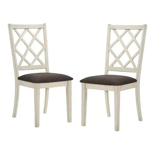 24/7 Shop At Home Chaises Moonglint Farmhouse : rembourrées, blanc antique/noyer foncé - ensemble de 2