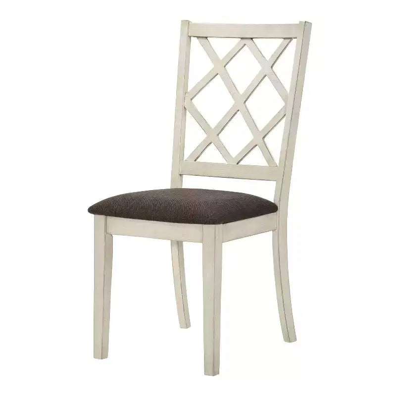 24/7 Shop At Home Chaises Moonglint Farmhouse : rembourrées, blanc antique/noyer foncé - ensemble de 2