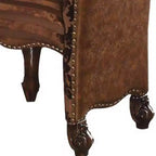 Chaise de salle à manger Versailles 22" bicolore en similicuir/tissu marron clair et finition chêne cerisier - Acme Furniture : Design traditionnel élégant