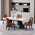 Christopher Knight Home Set of 4 Cheney Faux Leather Tufted Dining Chairs Cognac Brown/Matte Black